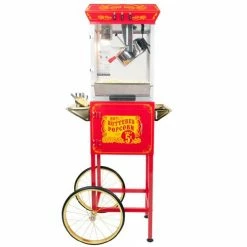 FunTime FT862CR 8oz Red Popcorn Popper Machine Maker Cart Vintage Style