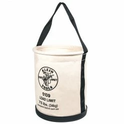 Klein 5109 75 Lb. Rated Heavy Duty Canvas Wide-Opening Straight-Wall Bucket Bag