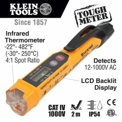 Klein NCVT4IR Durable Non-Contact Voltage Tester W/ Infrared Thermometer