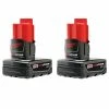 Tools & Equipment Milwaukee 48-11-2412 M12 12V 3.0Ah REDLITHIUM XC Compact Battery -2pk