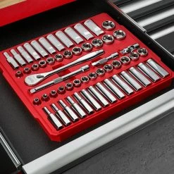 Tools & Equipment Milwaukee 48-22-9008 3/8-Inch Drive SAE And Metric Ratchet And Socket Set - 56pc