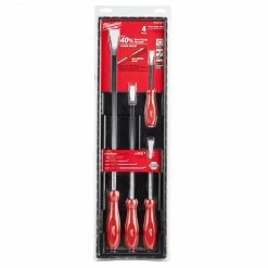 Tools & Equipment Milwaukee 48-22-9214 4-Piece I-Beam All-Metal Core Hammer Ready Pry Bar Set