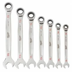 Tools & Equipment Milwaukee 48-22-9406 Durable SAE Ratcheting Combination Wrench Set - 7pc