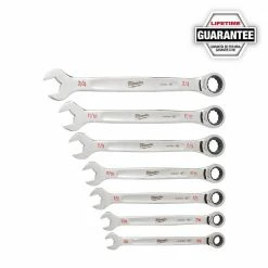Tools & Equipment Milwaukee 48-22-9406 Durable SAE Ratcheting Combination Wrench Set - 7pc