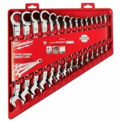 Milwaukee 48-22-9416 Durable SAE Ratcheting Combination Wrench Set - 15pc