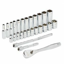 Milwaukee 48-22-9504 1/4-Inch Drive Durable Metric Ratchet And Socket Set - 28pc