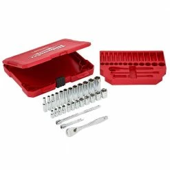 Milwaukee 48-22-9504 1/4-Inch Drive Durable Metric Ratchet And Socket Set - 28pc
