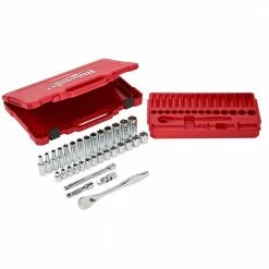 Tools & Equipment Milwaukee 48-22-9508 3/8-Inch Drive Durable Metric Ratchet And Socket Set - 32pc