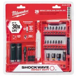 Milwaukee 48-32-4408 Optimized Shockzone Steel Impact Drive & Fasten Set - 26pc