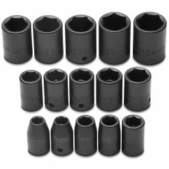 Tools & Equipment Proto J74204 1/2-Inch 6-Point Black Oxide Drive Metric Impact Socket Set - 15pc
