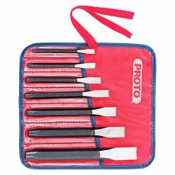 Proto J86B Durable Black Oxide Hand-Ground Cold Chisel Set With Pouch - 7pc Tools & Equipment