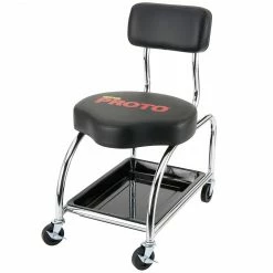 Automotive Proto JFC1010 18-Inch Durable Black/Chrome Heavy-Duty Tool Trolley Stool