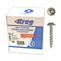 Kreg SML-C1-500 1-Inch #8 Coarse Washer-Head Pocket Hole Screws, 500-Pack Tools & Equipment