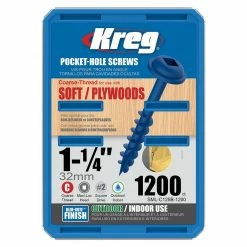 Tools & Equipment Kreg SML-C125B-1200 1-1/4-Inch Coarse Thread Blue-Kote Pocket Screws - 1,200pk