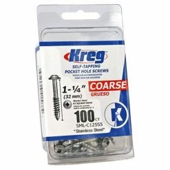 Tools & Equipment Kreg SML-C125S5-100 Pocket Hole Screws 1-1/4", #8 Coarse, Washer Head, 100 Count