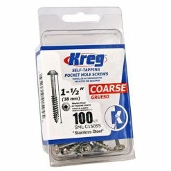 Kreg SML-C150S5-100 Pocket Hole Screws 1-1/2", #8 Coarse, Washer Head, 100 Count Tools & Equipment