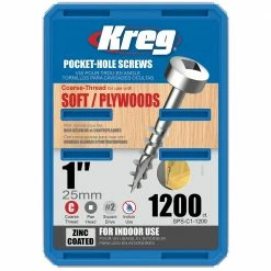 Kreg SPS-C1-1200 1-Inch Coarse Thread Pan-Head Pocket Screws - 1,200pk Tools & Equipment
