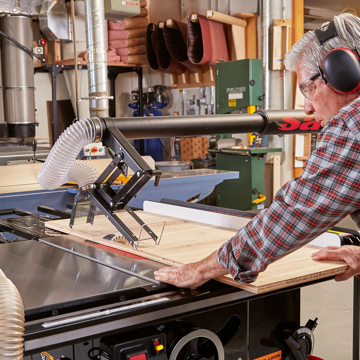 Saw Stop Power Tools SawStop TSG-FDC 4-Inch Floating Overarm Dust Collection Guard For Iron Saws 6 Saw Stop Power Tools SawStop TSG-FDC 4-Inch Floating Overarm Dust Collection Guard For Iron Saws